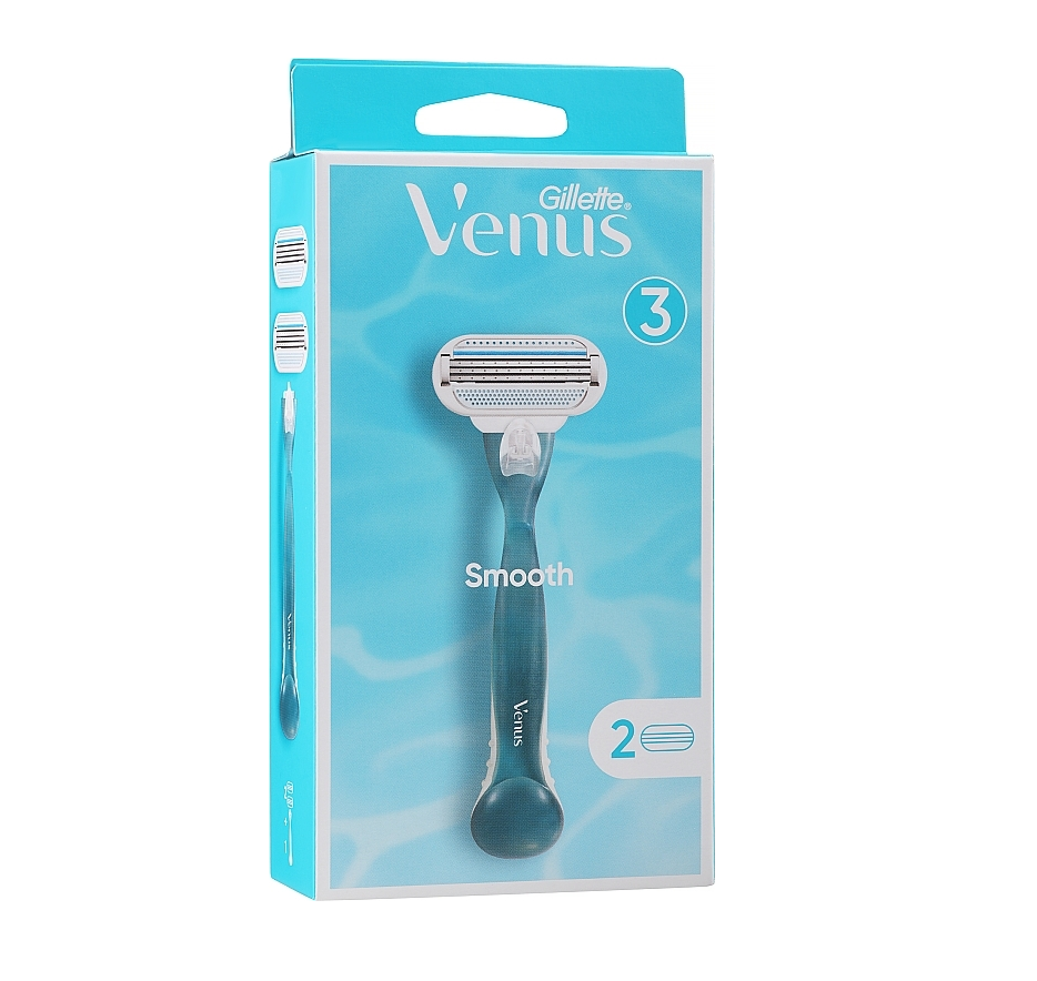 Venus Gillette 3 Smooth Razor Handle + X2 Blades