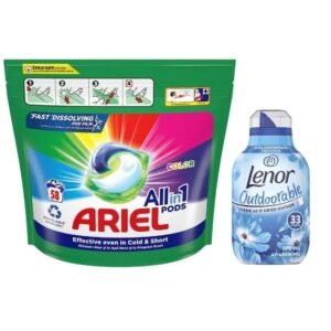 Ariel Color 58 All-in-1 Detergent Pods + Lenor 425ml