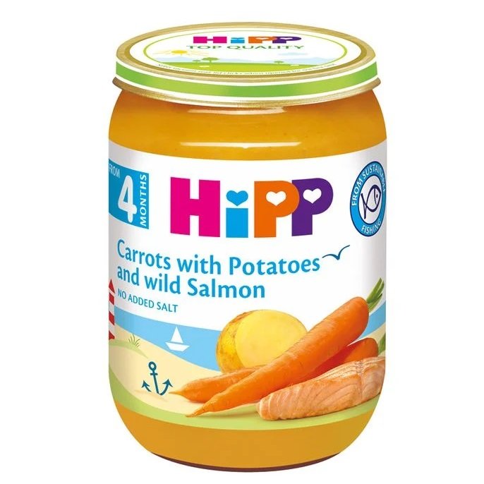 HiPP 4. Carrots with Potatoes and wild Salmon 190g